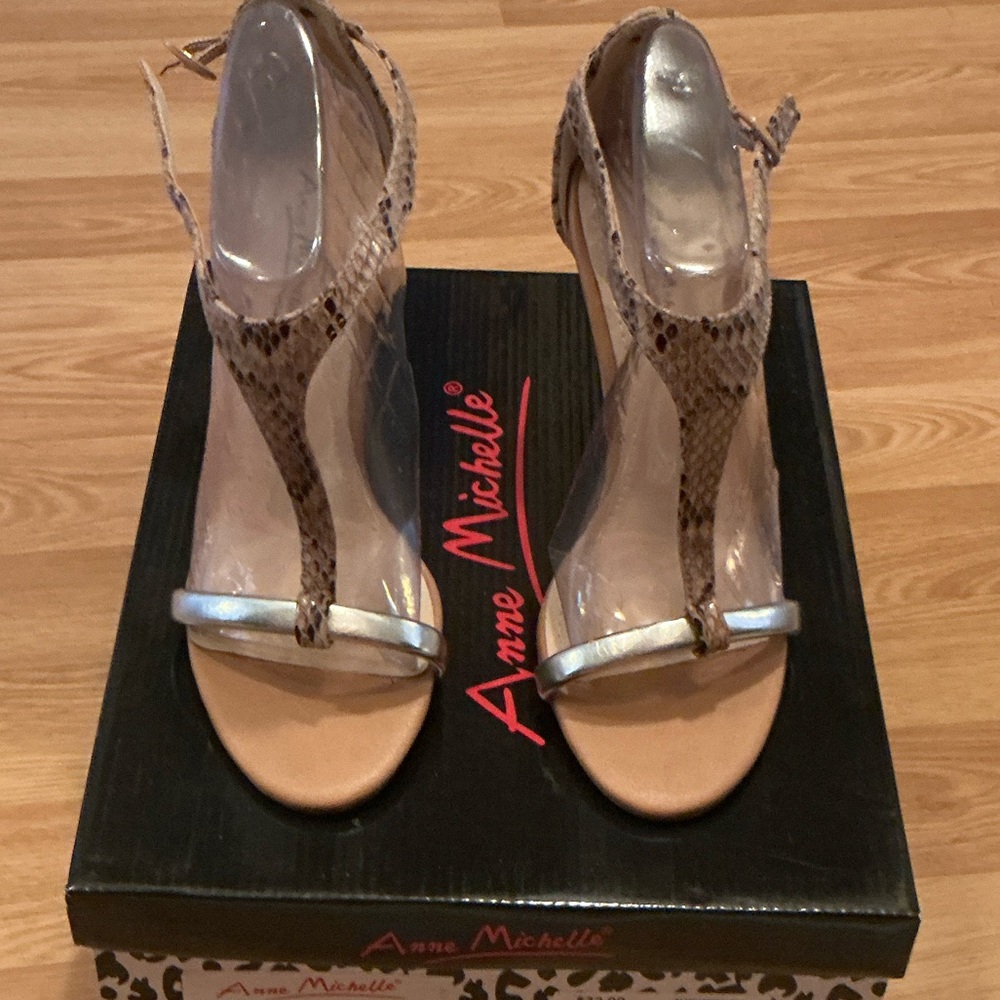 Anne Michelle Snakeskin and Metallic Heels